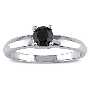 Bespoke White Gold Black Diamond Engagement Ring - Crafted by Yaffie ™ with 1/3ct TDW