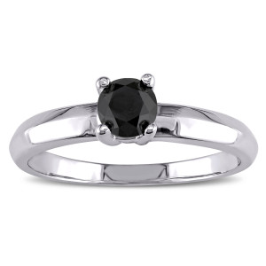 Yaffie Custom White Gold Black Diamond Engagement Ring - 1/3ct TDW