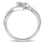 Sparkling Yaffie White Gold Ring with Double Diamond Clusters - 1/3ct TDW