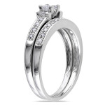 Sparkling Yaffie Princess Cut Diamond Bridal Set in White Gold with 1/3ct TDW