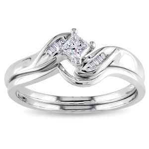 Yaffie 1/4ct TDW Diamond Bridal Set in White Gold - A Timeless Beauty