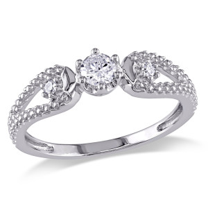 White Gold 1/5ct TDW Diamond Promise Ring - Custom Made By Yaffie™