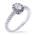 Certified Oval Halo Diamond Ring with 1ct TDW in White Gold by Yaffie