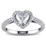 Sparkling Yaffie Heart Ring with 1ct TDW Diamonds in White Gold