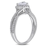 Yaffie White Gold Heart-cut Diamond Engagement Ring with Split Shank Halo - 1ct TDW