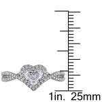 Yaffie White Gold Heart-cut Diamond Engagement Ring with Split Shank Halo - 1ct TDW
