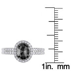 Hand-crafted Black and White Diamond Halo Oval Engagement Ring in 1ct TDW White Gold - Created by Yaffie ™.