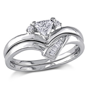 Trillion Cut 2-Piece Diamond Ring Set in Yaffie White Gold with 3/8ct TDW