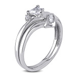 Yaffie Trillion Cut Diamond Ring Set with 3/8ct TDW - 2-Piece White Gold Beauty