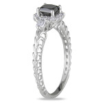 Custom Yaffie™ Engagement Ring with 5/8ct of Black and White Diamonds in White Gold