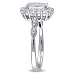 Shimmering Halo White Topaz & Diamond Engagement Ring by Yaffie in White Gold