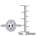Shimmering Halo White Topaz & Diamond Engagement Ring by Yaffie in White Gold