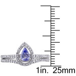Tanzanite & Diamond White Gold Bridal Set by Yaffie - 1/3ct Total Diamond Weight