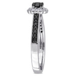 Yaffie ™ Custom Made Floral Halo Engagement Ring - 1/2ct TDW Black and White Diamonds, with Black Rhodium Plating on White Gold.