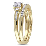 Sparkling Yaffie Gold Diamond Bridal Ring Set with 1/3ct TDW