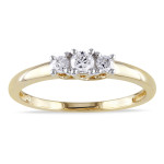Certified 3-stone Diamond Promise Ring with Yaffie Gold 1/4ct TDW