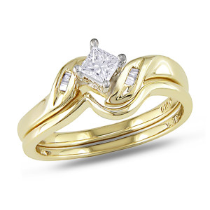 Gold Yaffie Bridal Set with 1/4ct Diamond Total Weight