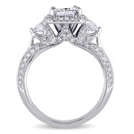 Certified Radiant-cut Diamond Engagement Ring with 3 Stunning Stones in White Gold by Yaffie, 1 3/4ct TDW
