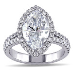 Engage in elegance with the Yaffie White Gold Marquise Diamond Halo Ring - 3 3/4ct of pure radiance.