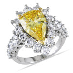 Certified 5 1/2ct TDW Yellow and White Diamond Ring in 19k Gold by Yaffie