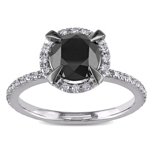 Yaffie™ Custom Black & White Diamond Fashion Ring - 2 CT TW, White Gold GH I2;I3, Black Rhodium Plated