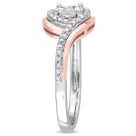 Yaffie’s 2-Toned Crossover Diamond Ring: White & Rose Gold, Shimmering with 1/10ct TDW