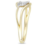 Diamond Floating Center Engagement Ring with Triple Marquise Cut in White and Gold Tones by Yaffie