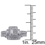 White Gold Vintage Bridal Set with Baguette and Round-Cut Diamonds by Yaffie (2/5ct TDW)