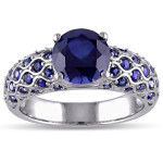 White Gold Engagement Ring with Stunning Blue Sapphire by Yaffie Created