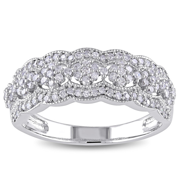 Vintage Floral Anniversary Band with Yaffie Signature White Gold and 1/2ct TDW Diamonds