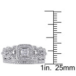 Yaffie Stunning White Gold Diamond Halo Bridal Ring Set with 1/2ct Total Diamond Weight