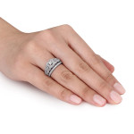 Yaffie White Gold Halo Bridal Ring Set with 1/2ct Diamonds