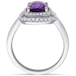 Yaffie Lavender Wonder: White Gold Cushion-Cut Violet Sapphire and Double Halo Engagement Ring