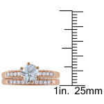 Yaffie signature bridal ring set features a delicate blend of sparkling rose gold, brilliant 1/3ct diamonds, and serene aquamarine stones.