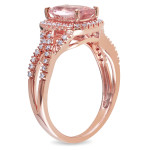 Sparkling Morganite Crossover Ring with Diamond Accents from Yaffie Signature Collection