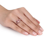 Sparkling Morganite Crossover Ring with Diamond Accents from Yaffie Signature Collection