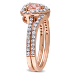 Rose Gold Morganite & 1/2ct TDW Diamond Bridal Ring Set from Yaffie Signature Collection (2-Piece)