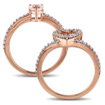 Rose Gold Morganite & 1/2ct TDW Diamond Bridal Ring Set from Yaffie Signature Collection (2-Piece)