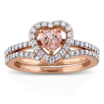 Rose Gold Morganite & Diamond Bridal Set from Yaffie Signature Collection