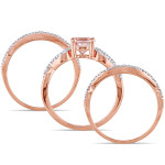 Rose Gold Morganite and Diamond Infinity Bridal Set by Yaffie Signature Collection