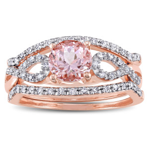 The Rose Gold Morganite and Diamond Infinity Bridal Set from the Yaffie Signature Collection