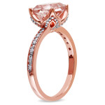 Yaffie Morganite and Diamond Engagement Ring in Luxurious Rose Gold Signature Collection