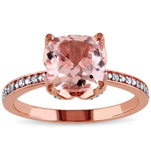 Morganite & Diamond Accent Engagement Ring from Yaffie Signature Collection, in Rose Gold