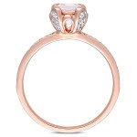 Sparkling Yaffie Rose Gold Ring with Flower Halo and Morganite Stone