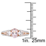 Yaffie Vintage Split Shank Engagement Ring with Oval-Cut Morganite and White Topaz in Rose Gold