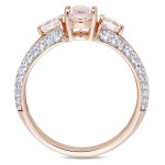 Yaffie Vintage Morganite & Topaz Split Shank Engagement Ring in Rose Gold