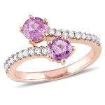 Rose Gold Pink Sapphire & Diamond Bypass Ring - Yaffie Signature Collection