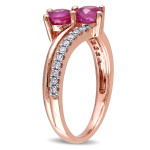 Rose Gold and Pink Sapphire Bypass Ring with Diamond Accents from Yaffie Signature Collection