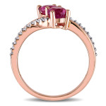 Rose Gold Pink Sapphire & Diamond Bypass Ring from Yaffie Signature Collection