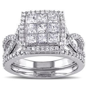 Stunning Yaffie Signature Bridal Set with Sparkling 1 1/2ct TDW White Gold Diamonds